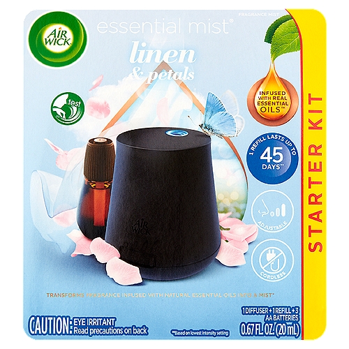 Air Wick Essential Mist Linen & Petals Starter Kit, 0.6 fl oz