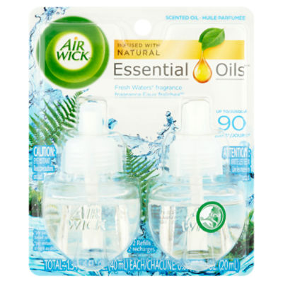 Air Wick Essential Oils Fresh Waters Fragrance Scented Oil Refills, 0.67 fl oz, 2 count