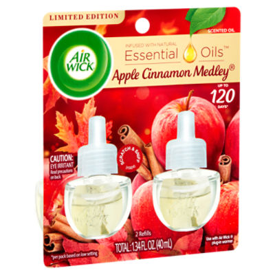 Air Wick Apple Cinnamon Medley Scented Oil Refills Limited Edition, 2 count, 1.34 fl oz