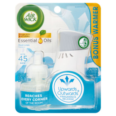 Air Wick Essential Oils Fresh Linen Fragrance Scented Oil Warmer + Refill, 0.67 fl oz