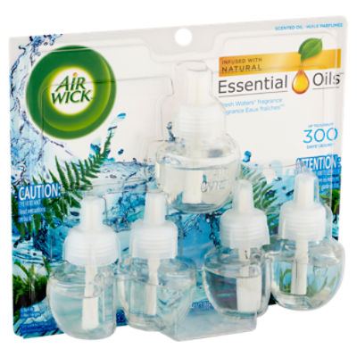 Air Wick Essential Oils Fresh Waters Fragrance Scented Oil Refills, 0.67 fl oz, 5 count