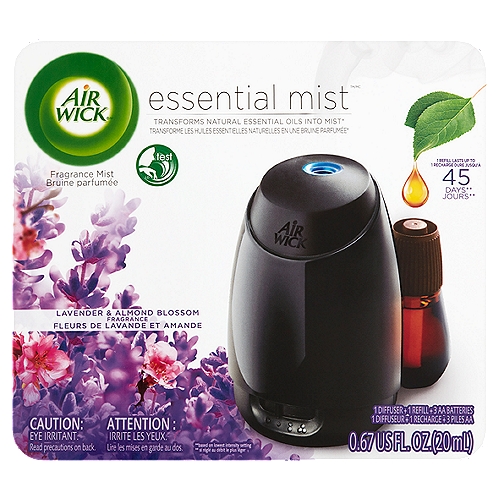 Air Wick Essential Mist Lavender & Almond Blossom Fragrance Mist Diffuser, 0.67 fl oz