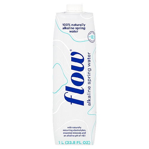 Flow 100% Naturally Alkaline Spring Water, 33.8 fl oz
Why Flow?
Naturally Alkaline
Sourced from our artesian spring, Flow naturally collects electrolytes and essential minerals giving it an alkaline pH of ±8.1, and that smooth, delicious taste.

Sustainability
No more plastic bottles. Our pack is made with a plant-based cap, +68% renewable materials, all responsibly-sourced. Flow packs are 100% recyclable, designed to have a low carbon footprint.