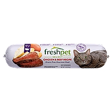 Freshpet Healthy & Natural Cat Food, Fresh Chicken & Beef Pate Roll, 1lb