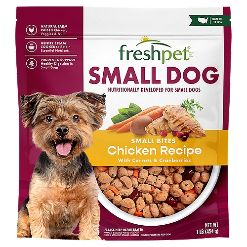 Freshpet Healthy & Natural Grain Free Small Dogs/Breeds Dog Food, Fresh Chicken Recipe, 1lb