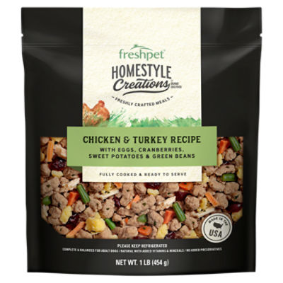 Freshpet Homestyle Creations Chicken & Turkey Recipe Freshly Crafted Meals Dog Food, 1 lb