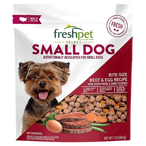 Freshpet Healthy & Natural Grain Free Small Dogs/Breeds Dog Food, Fresh Beef Recipe, 1lb