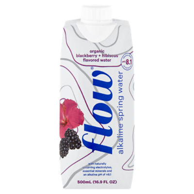Flow Organic Blackberry + Hibiscus Flavored Alkaline Spring Water, 16.9 fl oz