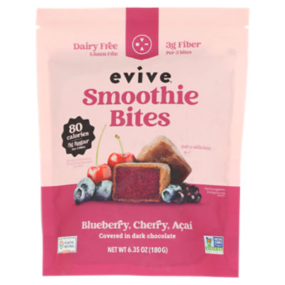 Evive Blueberry, Cherry, Açaí Smoothie Bites Covered in Dark Chocolate, 6.35 oz