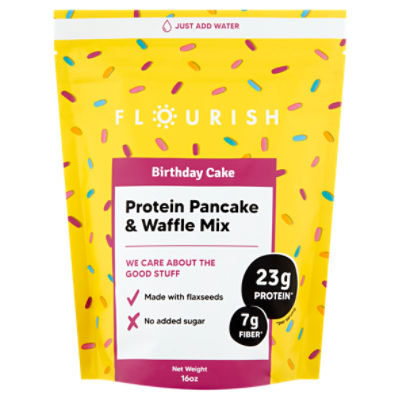 Flourish Birthday Cake Protein Pancake & Waffle Mix, 16 oz