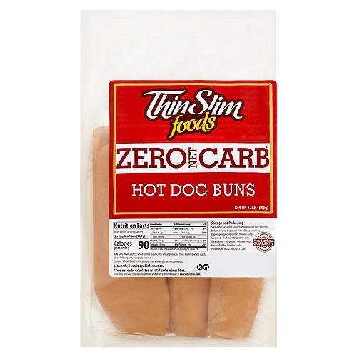 Thinslim Foods Zero Net Carb Hot Dog Buns, 12 oz
