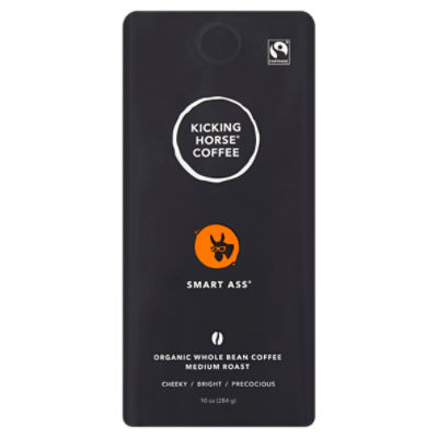 Kicking Horse Coffee Smart Ass Organic Medium Roast Whole Bean Coffee, 10 oz