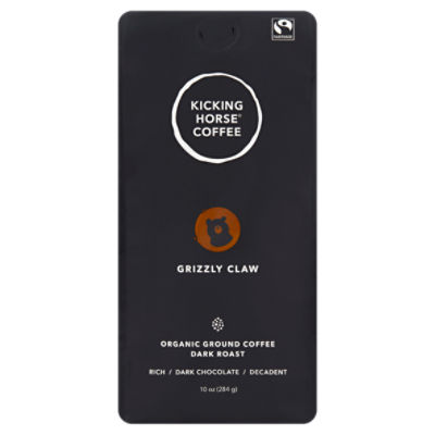 Kicking Horse Coffee Grizzly Claw Organic Dark Roast Ground Coffee, 10