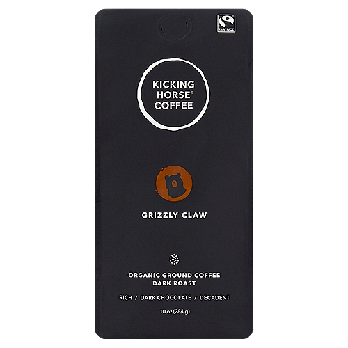 Kicking Horse Coffee Grizzly Claw Organic Dark Roast Ground Coffee, 10 oz