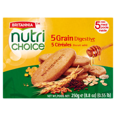 Britannia Nutri Choice 5 Grain Digestive Biscuit, 5 count, 8.8 oz