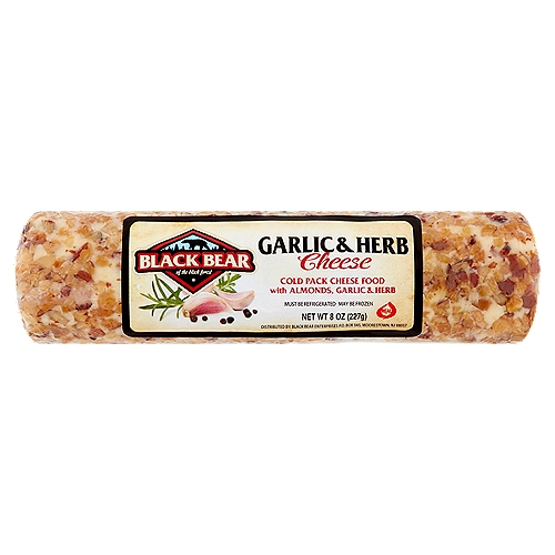 Black Bear Garlic & Herb Cheese Log, 8 oz
Cold Pack Cheese Food with Almonds, Garlic & Herb