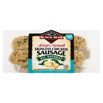 Black Bear Asiago & Spinach Skinless Chicken Sausage, 4 count, 12 oz