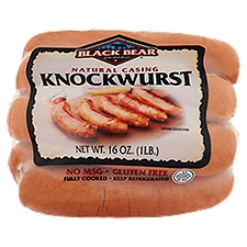 Black Bear Natural Casing Knockwurst, 6 count, 16 oz, 1 Pound