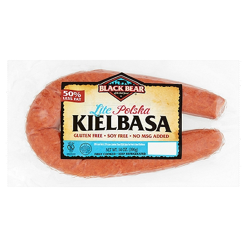 Black Bear Lite Polska Kielbasa, 14 oz
50% less fat & 35% less calories than USDA data for pork & beef kielbasa