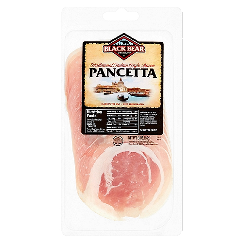 Black Bear Traditional Italian Style Bacon Pancetta, 3 oz