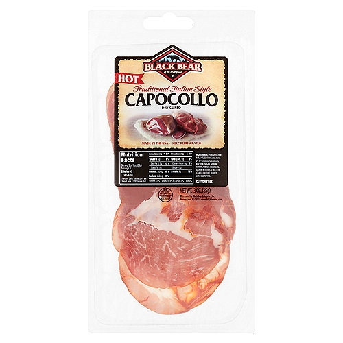 Black Bear Traditional Italian Style Hot Dry Cured Capocollo, 3 oz