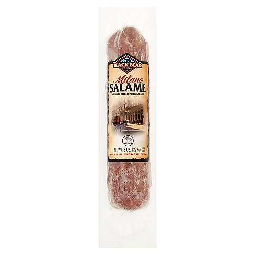 Black Bear Milano Salame, 8 oz
Mild Dry Cured Pork Salame