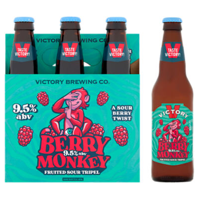 Victory Brewing Co. Berry Monkey Fruited Sour Tripel, 12 oz, 6 count, 72 Fluid ounce