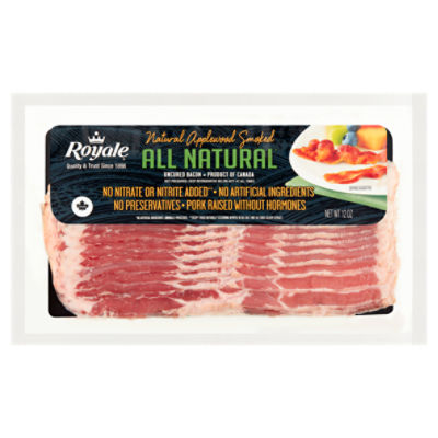 Royale All Natural Applewood Smoked Uncured Bacon, 12 oz Price Rite