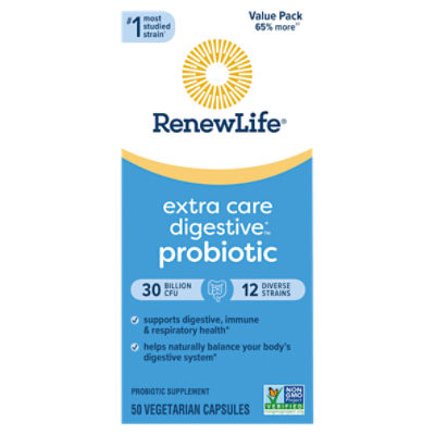 Renew Life Extra Care Digestive Probiotic Capsules, 50 Count