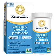 Renew Life Extra Care Digestive Probiotic Capsules, 30 Count