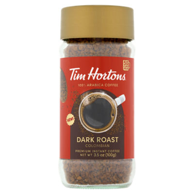 Tim Hortons Dark Roast Colombian Premium Instant 100% Arabica Coffee, 3.5 oz