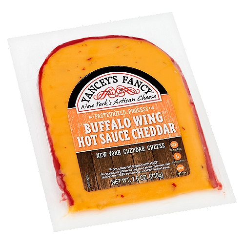 Yancey's Fancy Buffalo Wing Hot Sauce New York Cheddar Cheese, 7.6 oz
From cows not treated with rBST*.
*No significant difference has been shown between milk derived from rBST treated and non-rBST treated cows.