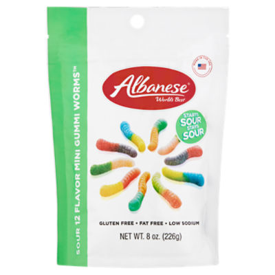 Albanese Sour 12 Flavor Mini Gummi Worms, 8 oz