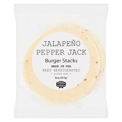 Burger Stacks Jalapeño Pepper Jack Cheese, 8 oz