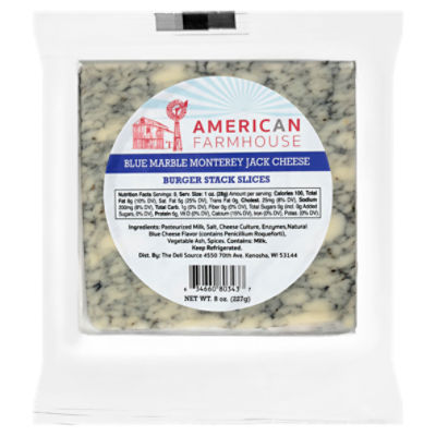 American Farmhouse Burger Stack Slices Blue Marble Monterey Jack Cheese, 8 oz