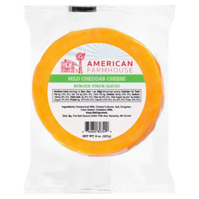 American Farmhouse Burger Stack Slices Mild Cheddar Cheese, 8 oz