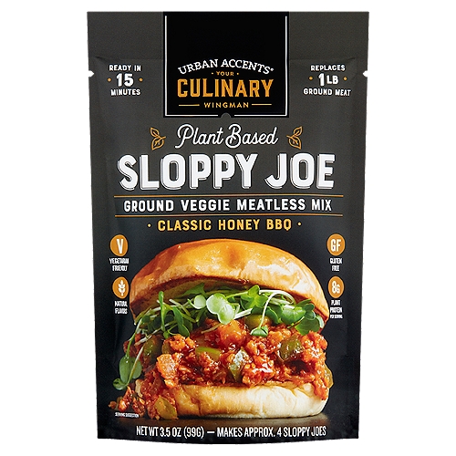 Urban Accents Plant Based Sloppy Joe Classic Honey BBQ Ground Veggie Meatless Mix, 3.5 oz