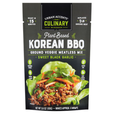 Urban Accents Plant Based Korean BBQ Sweet Black Garlic Ground Veggie Meatless Mix, 3.6 oz