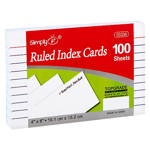Simply A+ Ruled Index Cards, 100 count