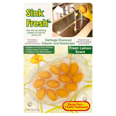 Sink Fresh Lemon Scent Garbage Disposal Cleaner and Deodorizer, 12 count, 0.95 oz
