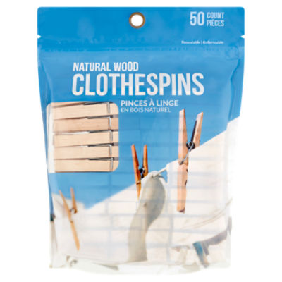 Jacent Natural Wood Clothespins, 50 count