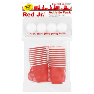 Red Jr. 2 oz Cups Activity Pack with Mini Ping Pong Balls, 20 count