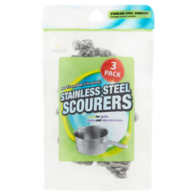 Jacent Stainless Steel Scourers, 3 count