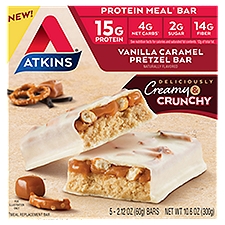 Atkins Vanilla Caramel, Pretzel Bar, 10.6 Ounce