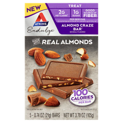 Atkins Endulge Almond Craze Bar, 0.74 oz, 5 count, 3.7 Ounce