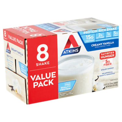 Atkins Creamy Vanilla ProteinRich Shake Value Pack, 11 fl oz, 8 count