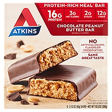 Atkins Chocolate Peanut Butter Bar, 2.12 oz, 5 count