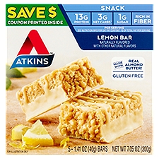 Atkins Lemon Bar, 1.41 oz, 5 count, 5 Each