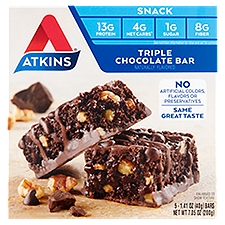 Atkins Triple Chocolate Snack Bar, 1.41 oz, 5 count, 5 Each