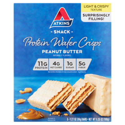 Atkins Peanut Butter Protein Wafer Crisps Snack, 1.27 oz, 5 count